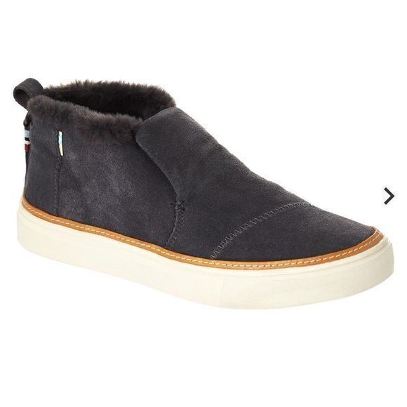 NWOT TOMS Women's Size 8.5 Paxton Leather/Suede Fur-Lined Mid-Cut Sneakers Gray‎ - Picture 1 of 10
